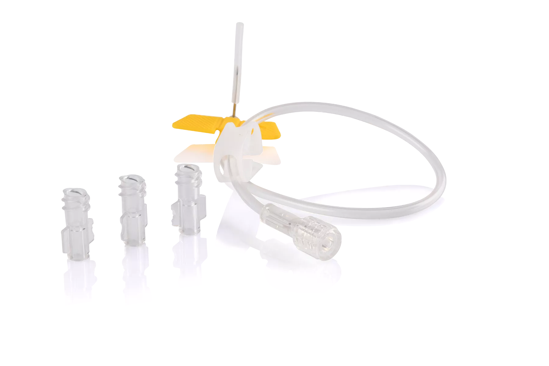 Set of luer locks that allow a leak-free connection between needles and syringes while maintaining a continuous flow of fluid.